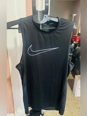 Nike Black Sleeveless Training Tank with White Swoosh